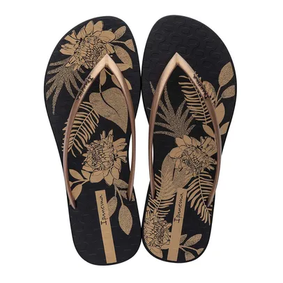 Chinelo Ipanema Feminino Easy Print Preto/Ouro 35