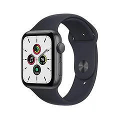 Apple Watch SE (GPS), Caixa em alumínio cinzento sideral de 44 mm com Pulseira esportiva meia-noite