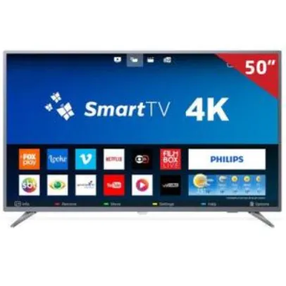 Smart TV LED 50" 50PUG6513 Philips, 4K HDMI USB com Sistema SAPHI e Wi-Fi Integrado | R$1.881