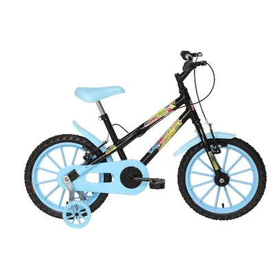 Bicicleta Bike Infantil Super Boy Aro 16 Freios V-brakes Masculina Meninos Preto E Azul Vellares Com