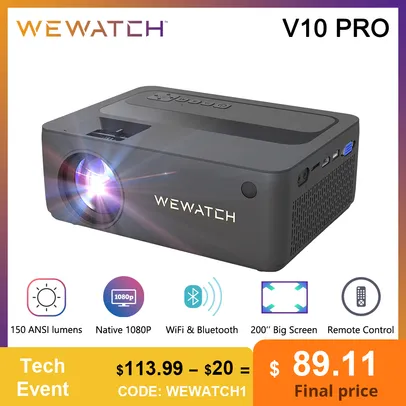 Projetor WEWATCH V10 Pro Nativo 1080p WIFI 