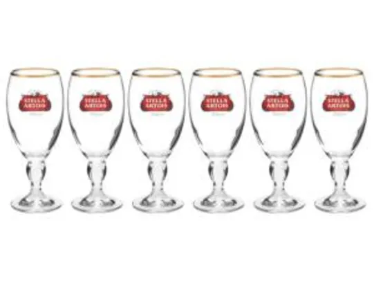 Jogo de Taças para Cerveja de Vidro 6 Peças - 250ml Ambev Stella Artois | R$135