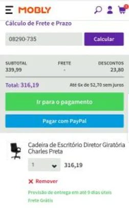 Cadeira de Escritório Diretor Giratória Charles Preta | R$300