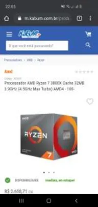 Processador AMD Ryzen 7 3800x | R$2.260