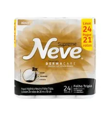 [C. Ouro] Papel Higiênico Folha Tripla Neve Supreme 24 Rolos - 20m | R$20