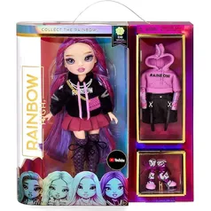 Boneca Rainbow High Series 3 EMI Vanda Fashion Doll – Orquídea (Deep Purple) com 2 roupas de grife p