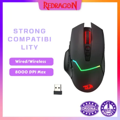 Redragon mouse gamer m690 pro - sem fio com 8000 dpi.