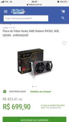 Placa de Vídeo Husky AMD Radeon RX560, 4GB, GDDR5 - R$699