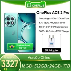 Smartphone Oneplus Ace 2 Pro, Snapdragon 8 Gen 2, 6,74 ", 120Hz, 5000mAh, 150W, Carregamento 24GB 1TB Grey