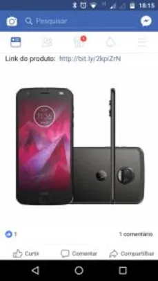 Smartphone Motorola Moto Z2 Force Edition 64GB Ônix 4G Tela 5.5" 12MP Android 7.1.1 - R$1899