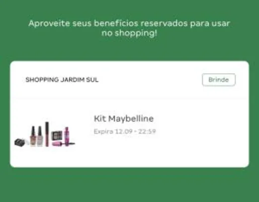 Kit Maybelline de graça pelo app Shopping Jardim Sul - [Vila Andrade, São Paulo]