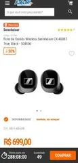 Fone de Ouvido Wireless Sennheiser CX 400BT True, Black - 508900 | R$699