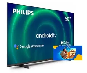 Smart TV LED 50 Philips 50PUG7406/78 4K UHD Android com Wi-Fi, 2 USB, 4 HDMI, Dolby Vision e Atmos, 60Hz