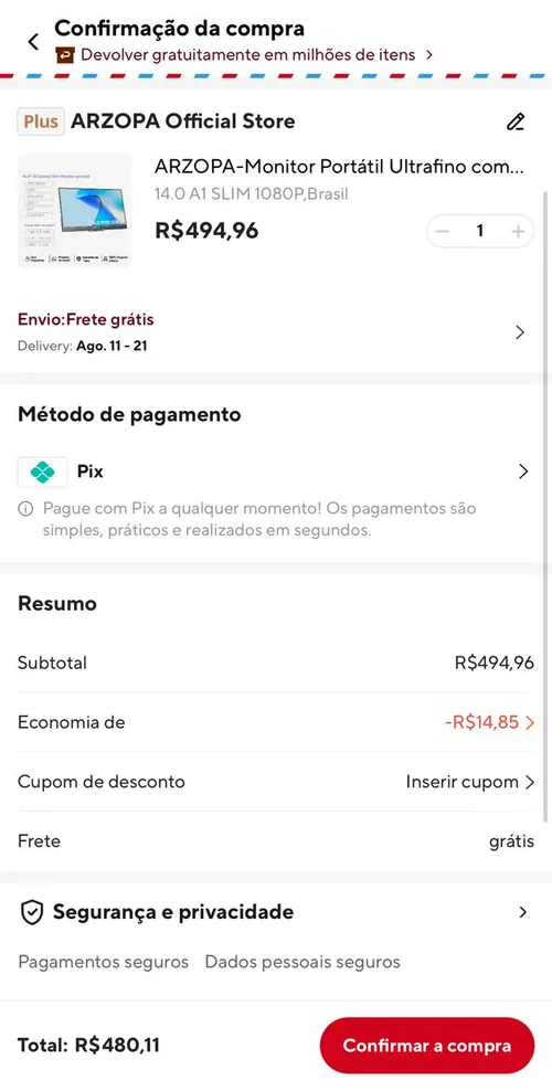 Imagem na descrição da promoção