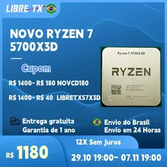 Processador Ryzen 7 5700X3D CPU AM4 Estoque no Brasil