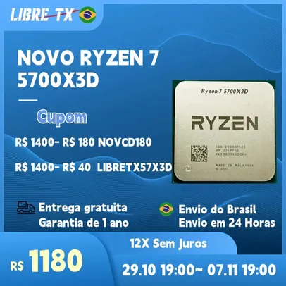 Processador Ryzen 7 5700X3D CPU AM4 Estoque no Brasil