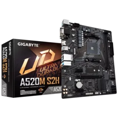 Placa Mãe Gigabyte A520M S2H, Chipset A520, AMD AM4, mATX, DDR4