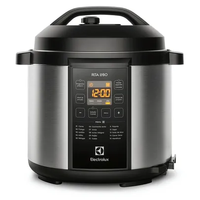 (Com Cashback Electrolux) Panela de Pressão Elétrica Electrolux por Rita Lobo 6L Preta Experience Digital (PCC20) - 127V