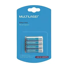 (PRIME) Pilhas Recarregáveis Aaa Multilaser 1000Mah Com 4 Unidades - CB050, Multicor