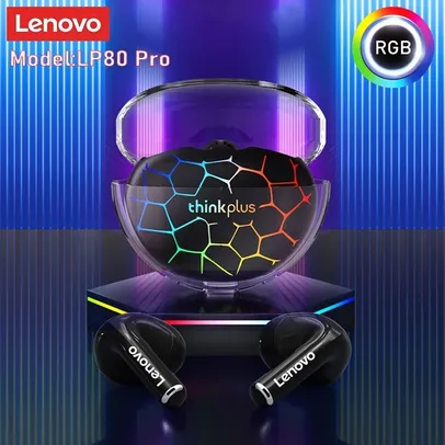 [C. Nova CB Ali R$28] Fone de Ouvido Lenovo Thinkplus Bluetooth Sem Fio LP80 Pro RGB