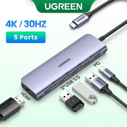 UGREEN USB C HUB Tipo A 4K 30Hz HDMI PD100W 3.0 Adaptador Multifuncional Dock