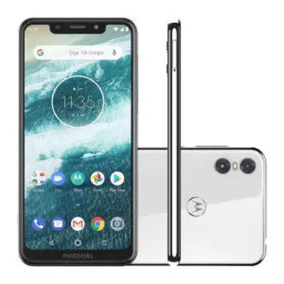 Smartphone Motorola Moto One 64GB White 4G Tela 5,9" Câmera 13MP Selfie 8MP Dual Chip Android 8.1 por R$ 1231