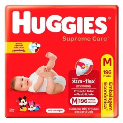 Fralda Huggies Supreme Care Tamanho M 196 Fraldas Descartáveis