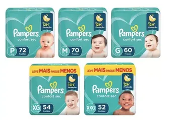 Fralda Pampers Confort Sec Super - P/72 M/70 G/60  XG/54 XXG/52