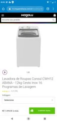 [10xS/J] Lavadora Consul CWH12 ABANA - 12kg Cesto Inox