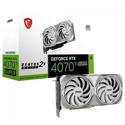 Saindo por R$ 4899,99: Placa de Vídeo MSI NVIDIA GeForce RTX 4070 Ti Super Ventus 2X OC White, 16GB, GDDR6X, DLSS, Ray Tracing, 912-V513-629 | Pelando