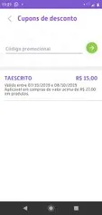 R$15 OFF em Compras acima de R$27 no James Delivery