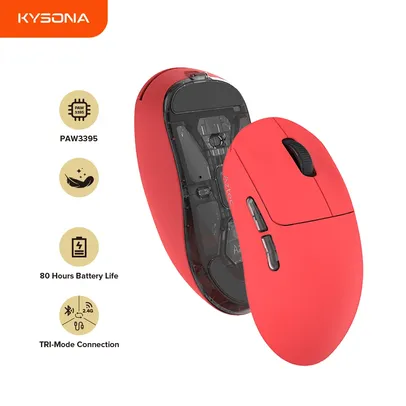 [Com Taxa]  Mouse para jogos sem fio vermelho asteca Kysona