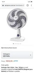 [Frete Prime] Ventilador 30cm, 3 Velocidades, Mondial, NV-15-6P. - R$56