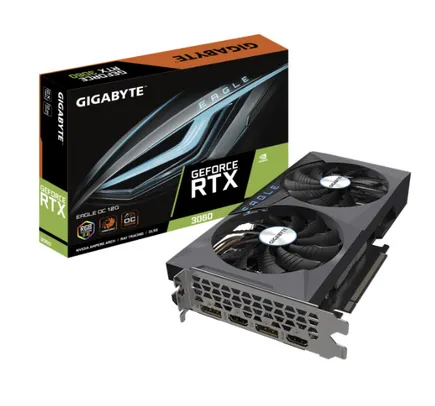 Placa de Vídeo Gigabyte GeForce RTX 3060 EAGLE OC 12G, LHR, 12GB, GDDR6, DLSS, Ray Tracing, GV-N3060EAGLE OC-12GD