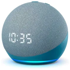 [PrimeNinja] Echo Dot (4ª Geração) com Relógio e Alexa, Amazon Smart Speaker Azul - B085M5P9LF