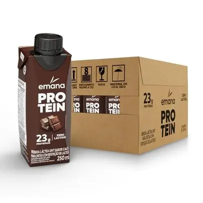 [Prime/ Rec] Emana Protein 23G Bebida Proteica Sabor Cacau Sem açúcar - 12 Unidades de 250ml