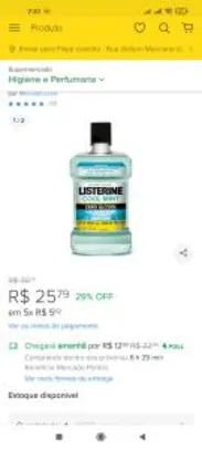 Antisséptico Bucal Listerine Zero 1,5l | R$26