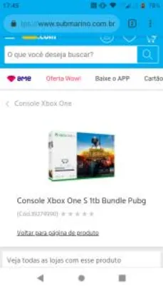 Console Xbox One S 1tb Bundle Pubg  por R$ 1139