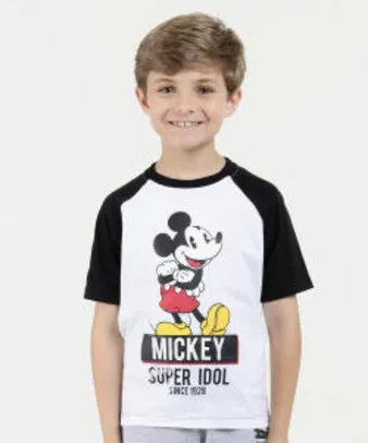 Camiseta Infantil Estampa Mickey Manga Curta Disney | R$14