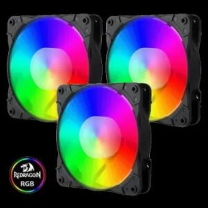 Kit Fan com 3 Unidades Redragon, RGB 120mm, GC-F007