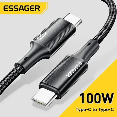 [3 UNIDADES/R$ 41 COM GPAY/TAXA INCLUSA] Essager Cabo Tipo-C 100W PD, Carregamento Super Rápido, Para iOS e Android 