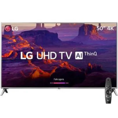 Smart TV LED 50'' UHD 4K LG 50UK6510 com Inteligencia Artificial ThinQ AI + Controle Lg Smart Magic An-mr18ba - R$2.250