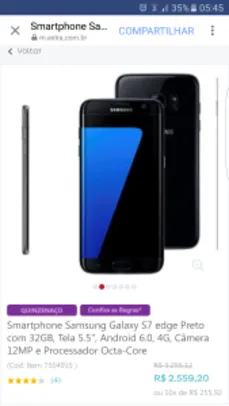 Saindo por R$ 2559,2: Samsung Galaxy s7 edge | Pelando