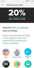 [Selecionados] 20% de volta com PicPay