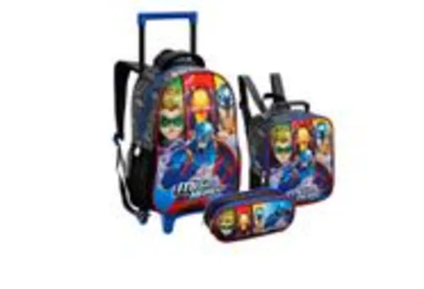 Kit Mochila de Rodinhas Infantil Seanite Mega Heroes 16