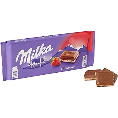 [+Por- R$10+9 ] Milka 100g Chocolate Recheado Strawberry Yogurt 