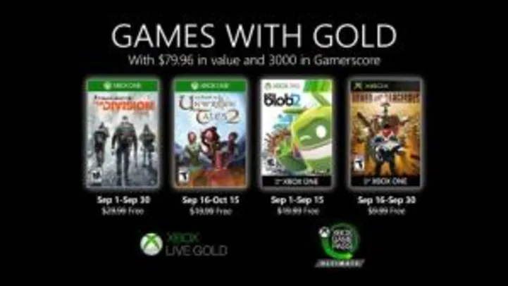 XBOX LIVE GOLD SETEMBRO