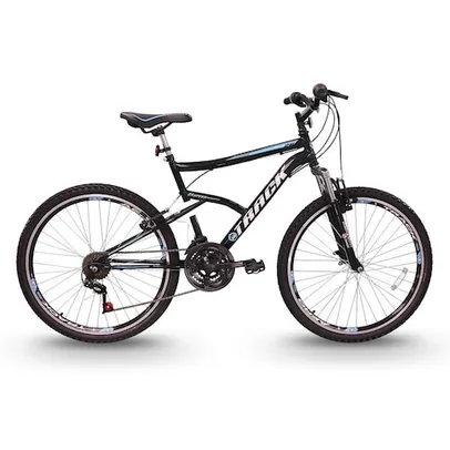 Bicicleta Aro 26 Track Bikes Master Mountain Bike com 21 Marchas e Suspensão Dianteira - Preta/Azul