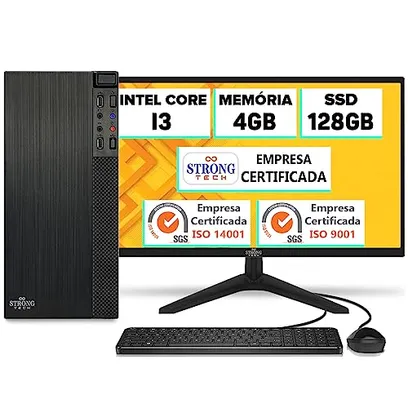 Computador Completo Intel Core i3 4GB SSD 128GB Monitor 17" Pc Hdmi Teclado e Mouse Strong Tech