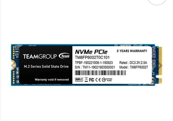 SSD Team Group MP33, 2TB, M.2 2280, PCIe NVMe, Leitura 1800MB/s, Gravacao 1500MB/s, TM8FP6002T0C101